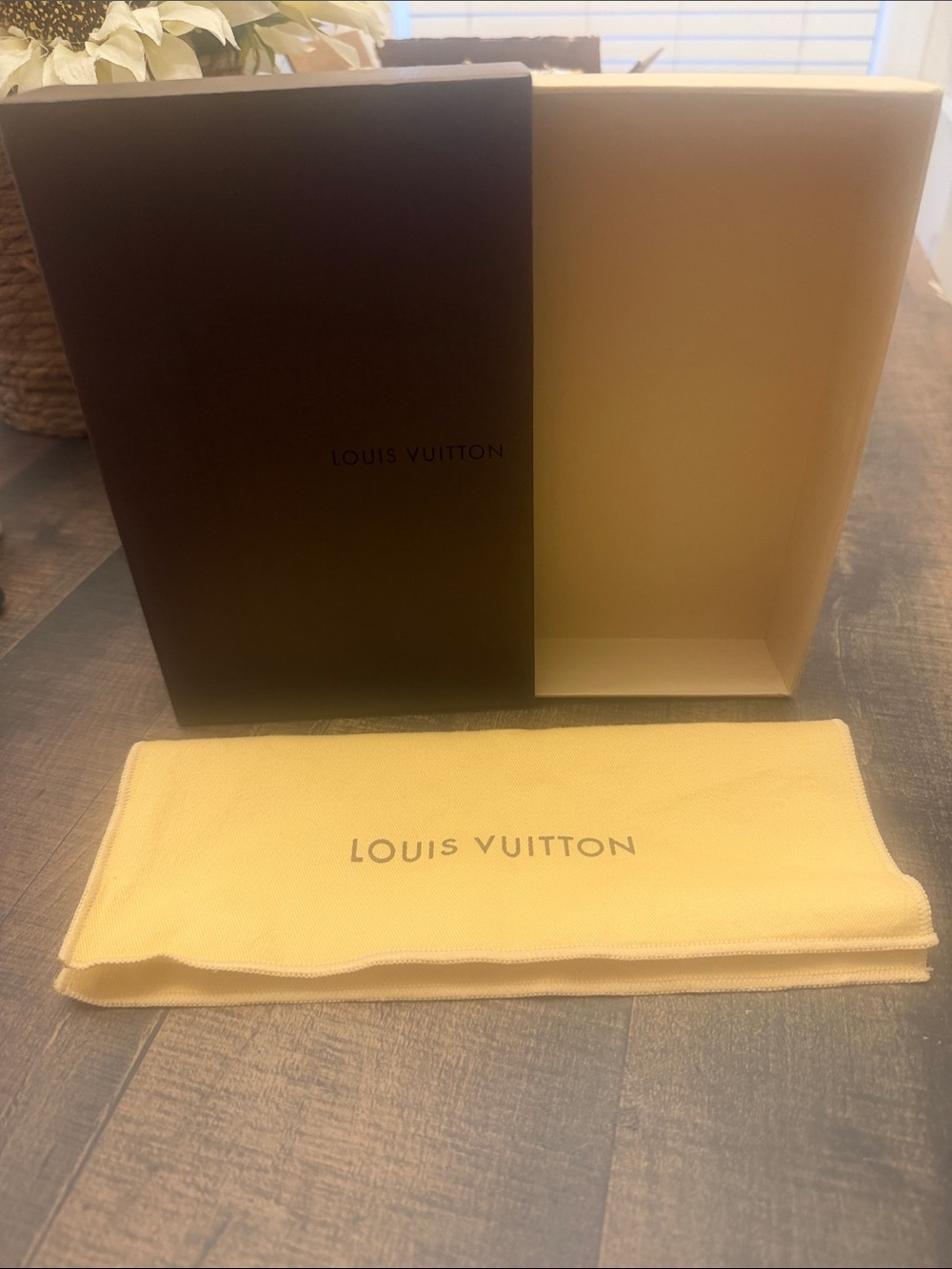 Louis Vuitton Beige Dust Bag with Brown Box Sleeve
